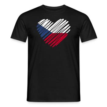 Czech Republic Flag Heart Design - Men's T-Shirt - black - Front - AI Model Male 178 light (178cm)