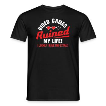 Video Games Ruined My Life (But I Have Extra) - Men's T-Shirt - black - Front - AI Model Male 178 light (178cm)