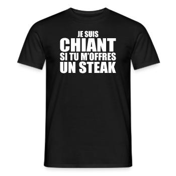 Man who loves it: Steak. Funny Design Humor - Men's T-Shirt - black - Front - AI Model Male 178 light (178cm)