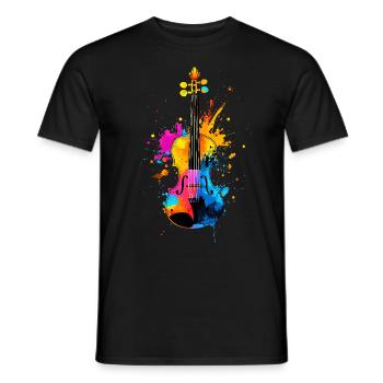 Buntes Violine Musik - Männer T-Shirt - Schwarz - Vorne - AI Model Male 178 light (178cm)