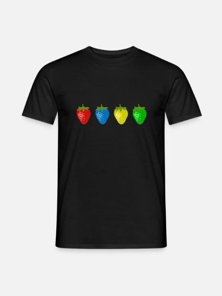 Bunte Erdbeeren - Männer T-Shirt - Schwarz