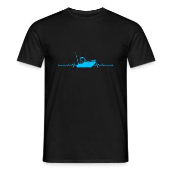 Herzschlag Motorboot Boat Geschenk - Männer T-Shirt - Schwarz - Vorne - AI Model Male 178 light (178cm)