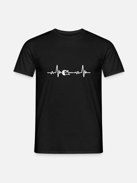 Cadeau Battement De Cœur Pour Guitariste - T-shirt homme - noir