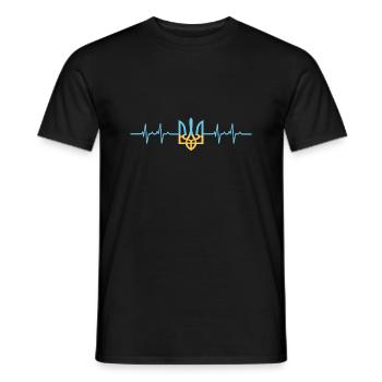 Heartbeat Ukraine Peace Peace - Men's T-Shirt - black - Front - AI Model Male 178 light (178cm)