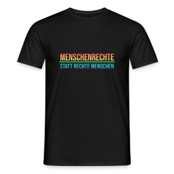 Menschenrechte Demonstration LGBTQ gegen Rechts - Männer T-Shirt - Schwarz - Vorne - AI Model Male 178 light (178cm)