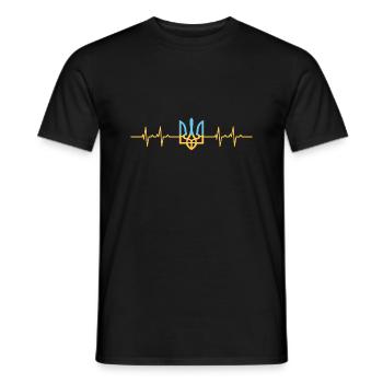 Ukraine Heartbeat Heartbeat Ukraine Peace - Men's T-Shirt - black - Front - AI Model Male 178 light (178cm)