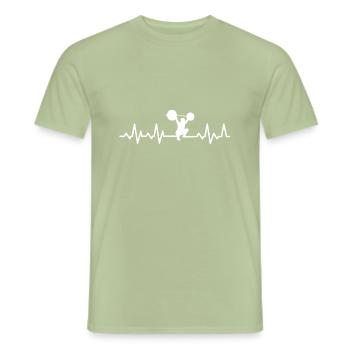 Fitness Heartbeat - Men's T-Shirt - sage - Front - AI Model Male 178 light (178cm)