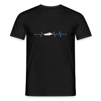 Motorboat Heartbeat Captain - Men's T-Shirt - black - Front - AI Model Male 178 light (178cm)