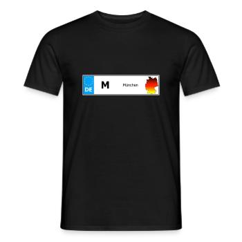 München Autokennzeichen Fahrzeugnummer Auto - Männer T-Shirt - Schwarz - Vorne - AI Model Male 178 light (178cm)