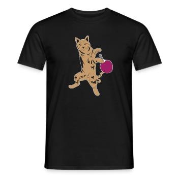 Chat de tennis de table - T-shirt homme - noir - Devant - AI Model Male 178 light (178cm)