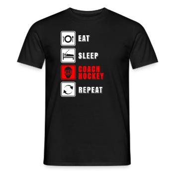 Entraîneur de t-shirt "Répéter le hockey" - T-shirt homme - noir - Devant - AI Model Male 178 light (178cm)
