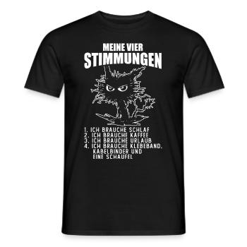 Katze Urlaub Müde Kaffee Vier Stimmungen - Männer T-Shirt - Schwarz - Vorne - AI Model Male 178 light (178cm)