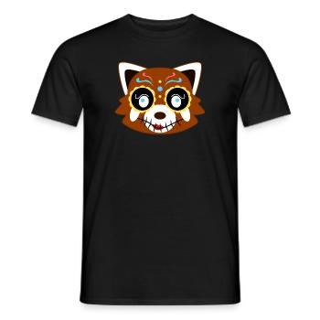 Red panda disguised as Santa Muerte for Halloween - Men's T-Shirt - black - Front - AI Model Male 178 light (178cm)