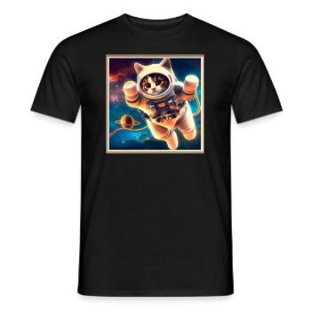 Space Kitty - Men's T-Shirt - black - Front - AI Model Male 178 light (178cm)