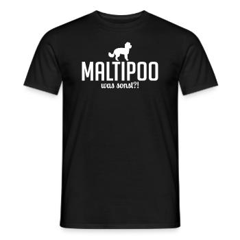 Maltipoo was sonst Hundespruch Hunde - Männer T-Shirt - Schwarz - Vorne - AI Model Male 178 light (178cm)