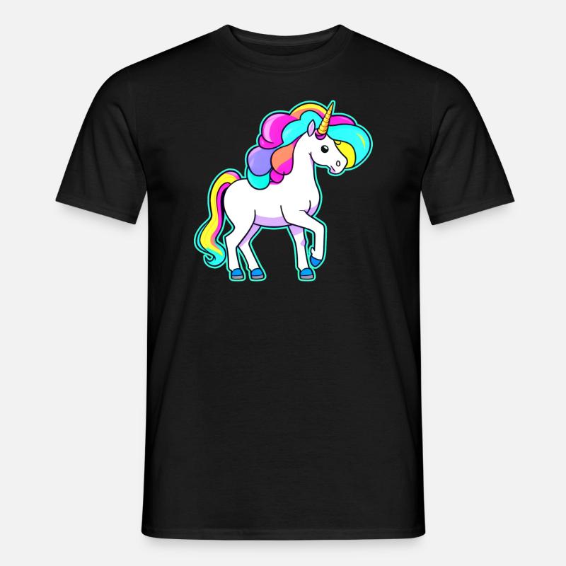 Buntes Regenbogen Einhorn - Männer T-Shirt - Schwarz