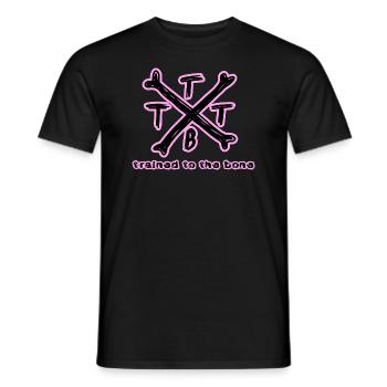 entraîné à l’os os os rose Musculation - T-shirt homme - noir - Devant - AI Model Male 178 light (178cm)