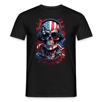 American Skull Flag Sunglasses Fashion - Men's T-Shirt - black - Front - AI Model Male 178 light (178cm)