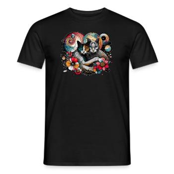 Kosmisches Katzengeflüster - Männer T-Shirt - Schwarz - Vorne - AI Model Male 178 light (178cm)