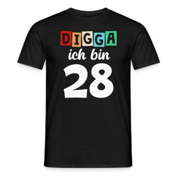 Digga Ich Bin 28 Jahre 28. Geburtstag - Männer T-Shirt - Schwarz - Vorne - AI Model Male 178 light (178cm)
