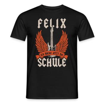 Schoolchild Felix I'm rocking the first day of school now - Men's T-Shirt - black - Front - AI Model Male 178 light (178cm)