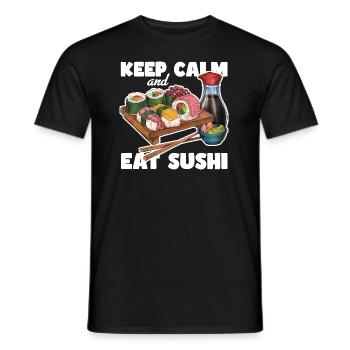 Cooles hangezeichnetes Sushi Geschenk Japan Manga - Männer T-Shirt - Schwarz - Vorne - AI Model Male 178 light (178cm)