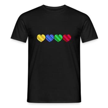 Vier bunte geometrische Herzen - Männer T-Shirt - Schwarz - Vorne - AI Model Male 178 light (178cm)