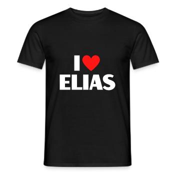 I Love Elias Red Heart Love Fan Gift - Men's T-Shirt - black - Front - AI Model Male 178 light (178cm)
