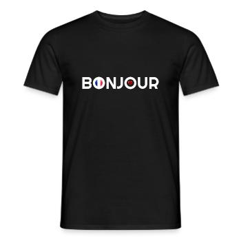 Bonjour, Französisch Bonjour, Bonjour Hoodies,Hallo - Männer T-Shirt - Schwarz - Vorne - AI Model Male 178 light (178cm)