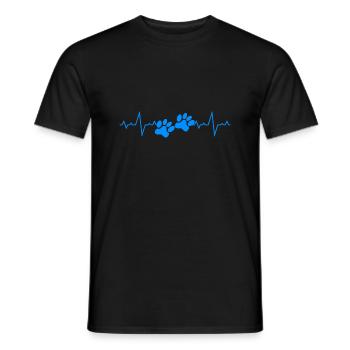 Hundeliebe Pfote Herzschlag Katze - Männer T-Shirt - Schwarz - Vorne - AI Model Male 178 light (178cm)