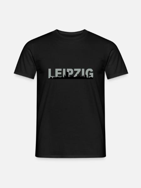 Skyline Leipzig Name - Männer T-Shirt - Schwarz