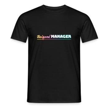 Design Feelgood Manager white colorful - Men's T-Shirt - black - Front - AI Model Male 178 light (178cm)
