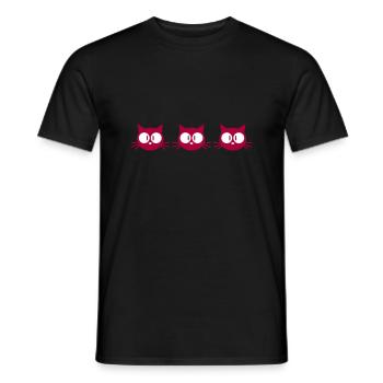 Cat Team 3 Chats Trois amis Équipage Groupe de famille - T-shirt homme - noir - Devant - AI Model Male 178 light (178cm)