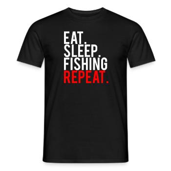 Eat Sleep Fishing Repeat Fish and Angler Design - Men's T-Shirt - black - Front - AI Model Male 178 light (178cm)