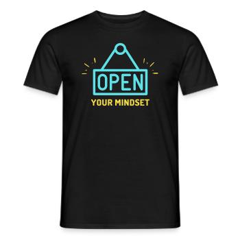 Open your mindset - T-shirt homme - noir - Devant - AI Model Male 178 light (178cm)