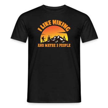 I love hiking and maybe 3 people - Men's T-Shirt - black - Front - AI Model Male 178 light (178cm)