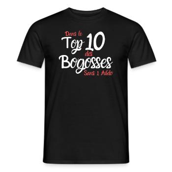 Dans le Top 10 des Bogosses sans 1 abdo - T-shirt homme - noir - Devant - AI Model Male 178 light (178cm)
