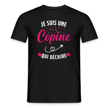 Je Suis Une Copine Qui Déchire Humour Cadeau - T-shirt homme - noir - Devant - AI Model Male 178 light (178cm)