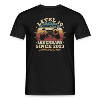 Level 10 Freigeschaltet 10 Jahre Geburtstag Gamer - Männer T-Shirt - Schwarz - Vorne - AI Model Male 178 light (178cm)