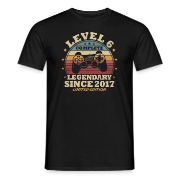 Level 6 Unlocked 6 Years Birthday Gamer - Men's T-Shirt - black - Front - AI Model Male 178 light (178cm)