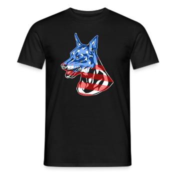 Miniature Pinscher Miniature Pinscher Flag - Men's T-Shirt - black - Front - AI Model Male 178 light (178cm)