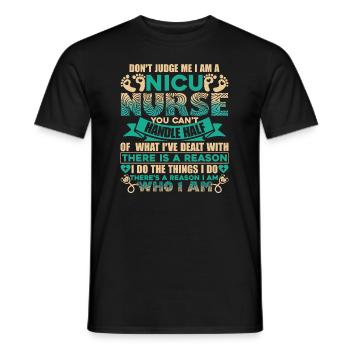 Nicu Nurse Don't Judge Nicu Nurse - Men's T-Shirt - black - Front - AI Model Male 178 light (178cm)