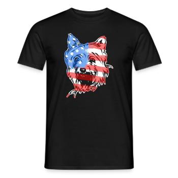 Silky Terrier Silky Terrier Flag - Men's T-Shirt - black - Front - AI Model Male 178 light (178cm)