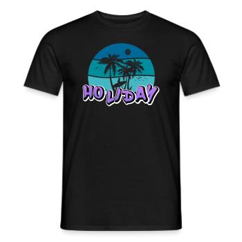 Chemise motif « HOLIDAY » #4 - T-shirt homme - noir - Devant - AI Model Male 178 light (178cm)