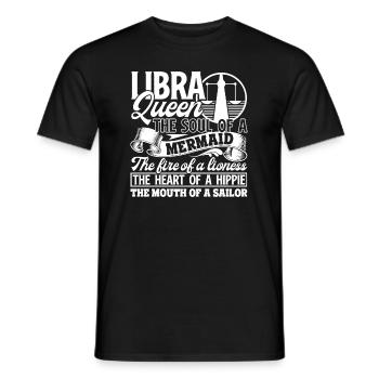 Libra Libra Queen Has The Soul Of Mermaid - Men's T-Shirt - black - Front - AI Model Male 178 light (178cm)