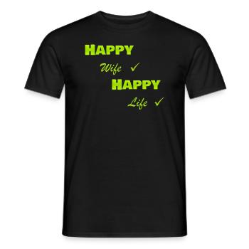 Femme heureuse - Vie heureuse - Design amusant - T-shirt homme - noir - Devant - AI Model Male 178 light (178cm)