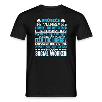 Social Worker Proud Social Worker - Men's T-Shirt - black - Front - AI Model Male 178 light (178cm)