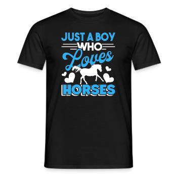 Horse Just a Boy Who Loves Horses - Men's T-Shirt - black - Front - AI Model Male 178 light (178cm)