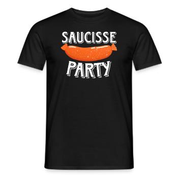 Saucisse Party - Humour Beauf Barbecue Papa Été - T-shirt homme - noir - Devant - AI Model Male 178 light (178cm)