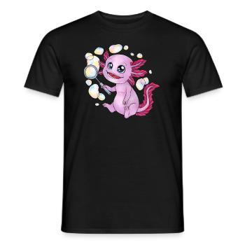Süßes Axolotl mit Seifenblasen Kind Geschenk - Männer T-Shirt - Schwarz - Vorne - AI Model Male 178 light (178cm)
